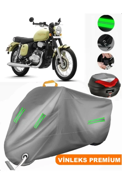 MotoEN  Vinleks Gri Jawa Forty Two Arka Çanta Uyumlu Motosiklet Brandası (Kilit Uyumlu) ürün görseli