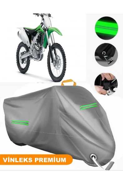MotoEN  Vinleks Gri Kawasaki KX 250F Uyumlu Motosiklet Brandası Lüx Kalite (Kilit Uyumlu)