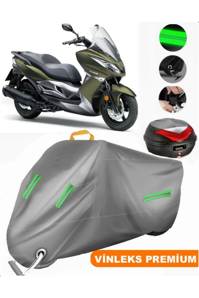 MotoEN  Vinleks Gri Kawasaki J 300 Arka Çanta Uyumlu Motosiklet Brandası (Kilit Uyumlu) ürün görseli