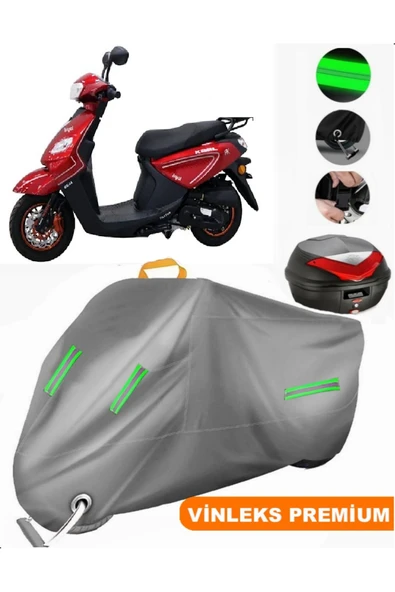 MotoEN  Vinleks Gri Kral Motor KR-44 Pion 50 Arka Çanta Uyumlu Motosiklet Brandası (Kilit Uyumlu) ürün görseli