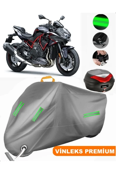 MotoEN  Vinleks Gri Kawasaki Z H2 SE Arka Çanta Uyumlu Motosiklet Brandası (Kilit Uyumlu) ürün görseli