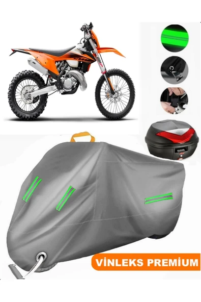 MotoEN  Vinleks Gri KTM 150 EXC TPI Arka Çanta Uyumlu Motosiklet Brandası (Kilit Uyumlu) ürün görseli