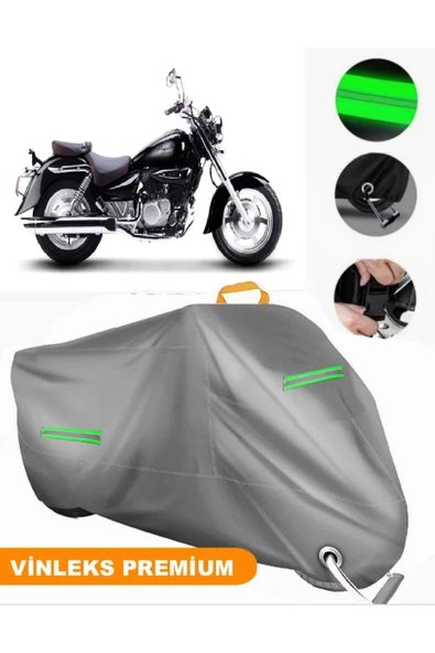 MotoEN  Vinleks Gri Hyosung GV 650 Uyumlu Motosiklet Brandası Lüx Kalite (Kilit Uyumlu)