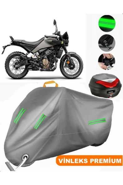 MotoEN  Vinleks Gri Husqvarna Svartpilen 250 Arka Çanta Uyumlu Motosiklet Brandası (Kilit Uyumlu)