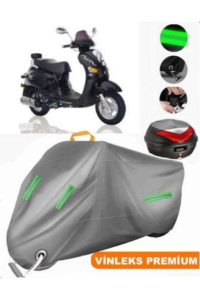 MotoEN  Vinleks Gri Kanuni Classic 125 Arka Çanta Uyumlu Motosiklet Brandası (Kilit Uyumlu) ürün görseli