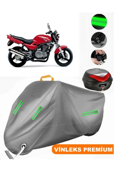 MotoEN  Vinleks Gri Kawasaki ER-5 Arka Çanta Uyumlu Motosiklet Brandası (Kilit Uyumlu)