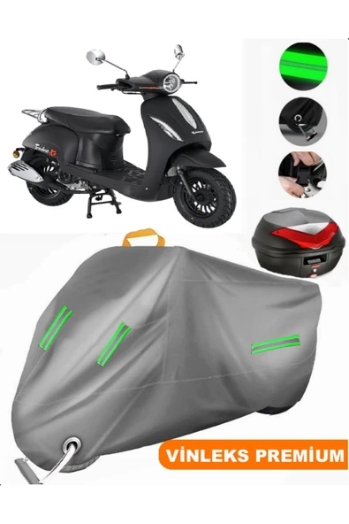 MotoEN  Vinleks Gri Kanuni Trodon XS 50 Arka Çanta Uyumlu Motosiklet Brandası (Kilit Uyumlu)
