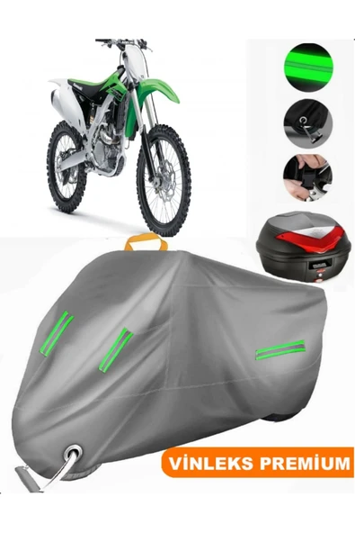 MotoEN  Vinleks Gri Kawasaki KX 250F Arka Çanta Uyumlu Motosiklet Brandası (Kilit Uyumlu)