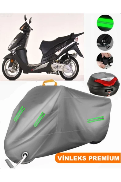 MotoEN  Vinleks Gri Kanuni Rokko 150 Arka Çanta Uyumlu Motosiklet Brandası (Kilit Uyumlu) ürün görseli 1