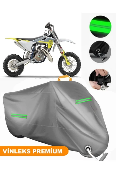 MotoEN  Vinleks Gri Husqvarna TC 50 Mini Uyumlu Motosiklet Brandası Lüx Kalite (Kilit Uyumlu)