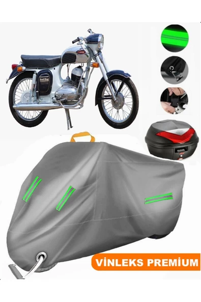 MotoEN  Vinleks Gri Jawa 250 Sport Arka Çanta Uyumlu Motosiklet Brandası (Kilit Uyumlu) ürün görseli