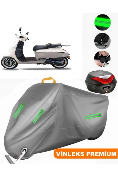 MotoEN  Vinleks Gri Kral Motor Rigil 125 Arka Çanta Uyumlu Motosiklet Brandası (Kilit Uyumlu)