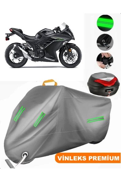 MotoEN  Vinleks Gri Kawasaki Ninja 300 Arka Çanta Uyumlu Motosiklet Brandası (Kilit Uyumlu) ürün görseli