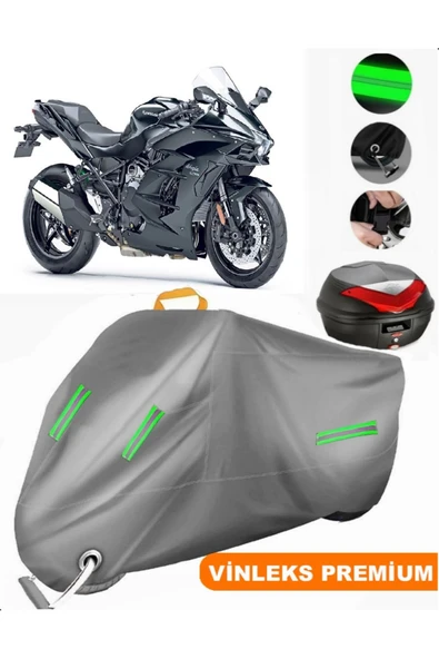 MotoEN  Vinleks Gri Kawasaki Ninja H2 SX Arka Çanta Uyumlu Motosiklet Brandası (Kilit Uyumlu) ürün görseli