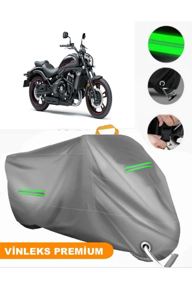MotoEN  Vinleks Gri Kawasaki Vulcan S Uyumlu Motosiklet Brandası Lüx Kalite (Kilit Uyumlu)