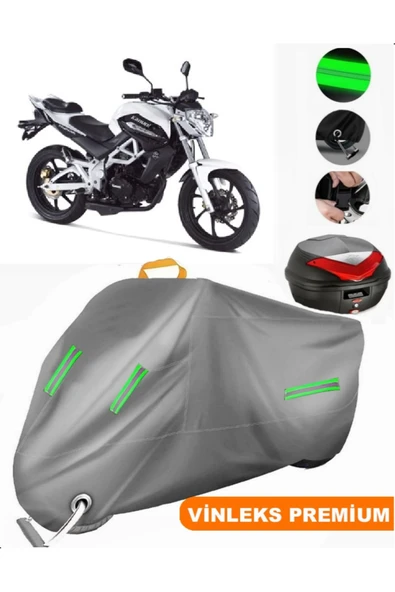 MotoEN  Vinleks Gri Kanuni Phantom 180 Arka Çanta Uyumlu Motosiklet Brandası (Kilit Uyumlu)