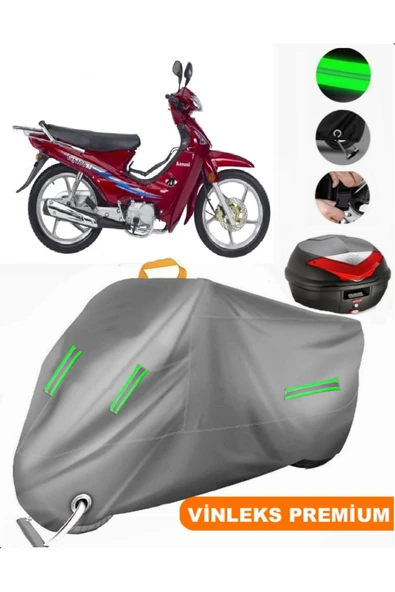 MotoEN  Vinleks Gri Kanuni Cup 100 Arka Çanta Uyumlu Motosiklet Brandası (Kilit Uyumlu) ürün görseli