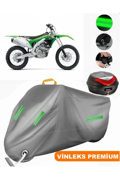 MotoEN  Vinleks Gri Kawasaki KX 450F Arka Çanta Uyumlu Motosiklet Brandası (Kilit Uyumlu)