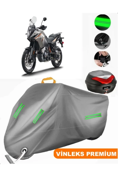 MotoEN  Vinleks Gri KTM 1190 Adventure Arka Çanta Uyumlu Motosiklet Brandası (Kilit Uyumlu) ürün görseli