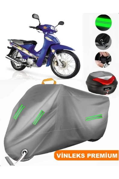 MotoEN  Vinleks Gri Kanuni Tigrina 50 Arka Çanta Uyumlu Motosiklet Brandası (Kilit Uyumlu) ürün görseli