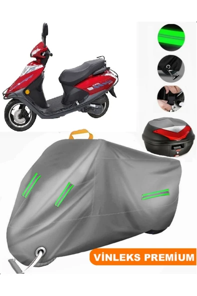 MotoEN  Vinleks Gri Kral Motor Spica 100 Arka Çanta Uyumlu Motosiklet Brandası (Kilit Uyumlu) ürün görseli