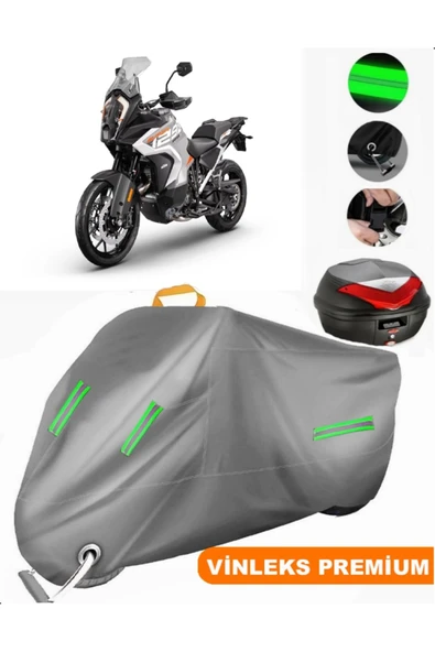 MotoEN  Vinleks Gri KTM 1290 Super Adventure S Arka Çanta Uyumlu Motosiklet Brandası (Kilit Uyumlu) ürün görseli