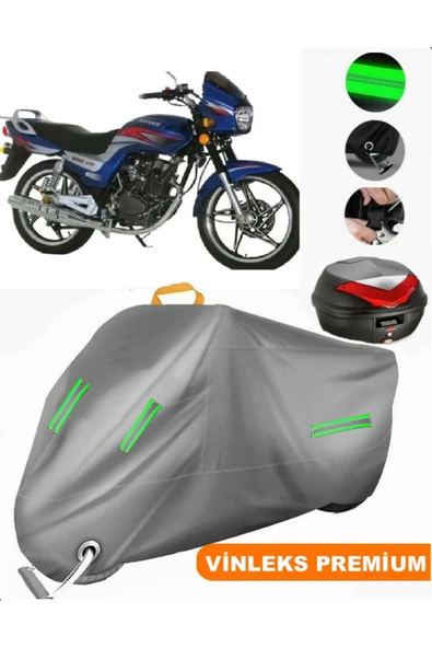 MotoEN  Vinleks Gri Kanuni WindyS 150 LX Arka Çanta Uyumlu Motosiklet Brandası (Kilit Uyumlu)