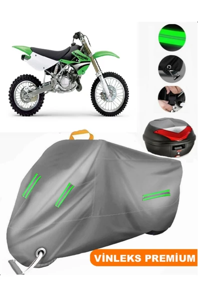 MotoEN  Vinleks Gri Kawasaki KX 85 Arka Çanta Uyumlu Motosiklet Brandası (Kilit Uyumlu) ürün görseli