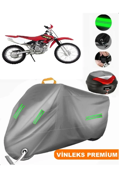 MotoEN  Vinleks Gri Honda XR 100 R Arka Çanta Uyumlu Motosiklet Brandası (Kilit Uyumlu)