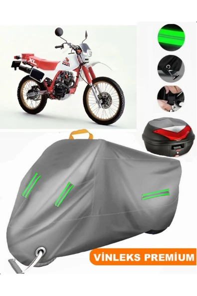 MotoEN  Vinleks Gri Honda XL 200 Arka Çanta Uyumlu Motosiklet Brandası (Kilit Uyumlu) - 1