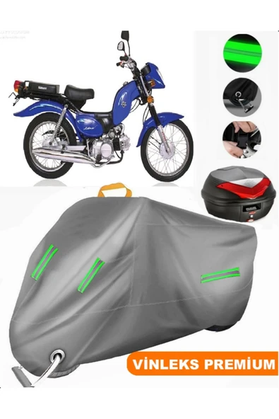 MotoEN  Vinleks Gri Kanuni Zebra 90 Arka Çanta Uyumlu Motosiklet Brandası (Kilit Uyumlu)