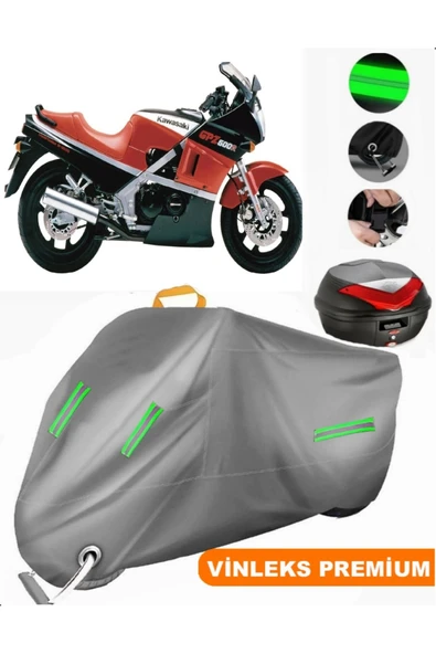 MotoEN  Vinleks Gri Kawasaki GPZ 600 R Arka Çanta Uyumlu Motosiklet Brandası (Kilit Uyumlu) ürün görseli