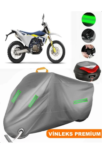 MotoEN  Vinleks Gri Husqvarna Enduro 701 Arka Çanta Uyumlu Motosiklet Brandası (Kilit Uyumlu)