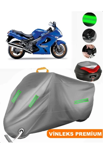 MotoEN  Vinleks Gri Kawasaki ZZR 1200 Arka Çanta Uyumlu Motosiklet Brandası (Kilit Uyumlu) ürün görseli 1