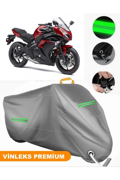 MotoEN  Vinleks Gri Kawasaki Ninja 650 Uyumlu Motosiklet Brandası Lüx Kalite (Kilit Uyumlu)