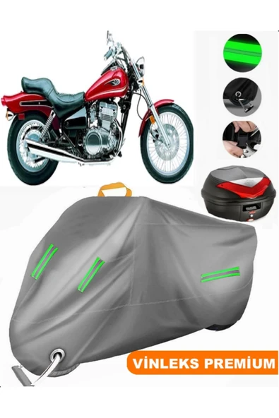 MotoEN  Vinleks Gri Kawasaki EN 500 Arka Çanta Uyumlu Motosiklet Brandası (Kilit Uyumlu) ürün görseli