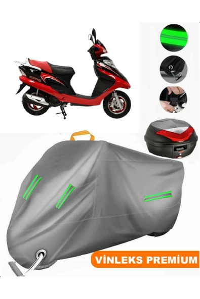 MotoEN  Vinleks Gri Mondial 100 RT Arka Çanta Uyumlu Motosiklet Brandası (Kilit Uyumlu) ürün görseli