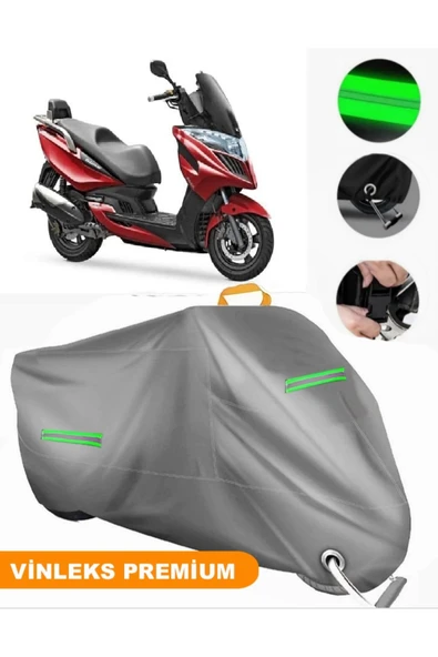 MotoEN  Vinleks Gri Kymco Grand Dink 250i Uyumlu Motosiklet Brandası Lüx Kalite (Kilit Uyumlu)