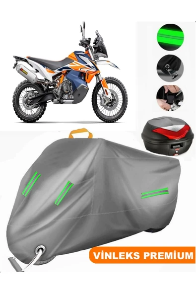 MotoEN  Vinleks Gri KTM 790 Adventure R Arka Çanta Uyumlu Motosiklet Brandası (Kilit Uyumlu)