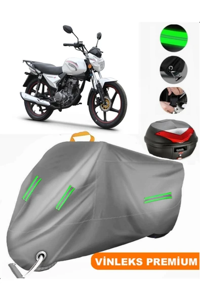 MotoEN  Vinleks Gri Kuba Razore 150 Arka Çanta Uyumlu Motosiklet Brandası (Kilit Uyumlu)