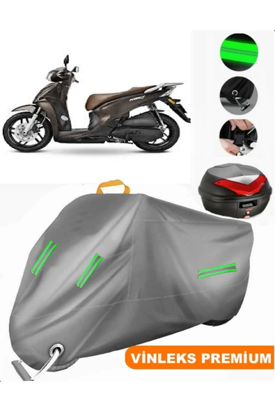 MotoEN  Vinleks Gri Kymco People 125 Arka Çanta Uyumlu Motosiklet Brandası (Kilit Uyumlu) ürün görseli 1