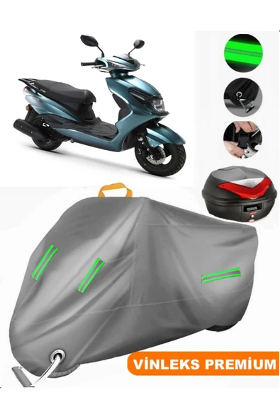 MotoEN  Vinleks Gri Kuba Space 50 Arka Çanta Uyumlu Motosiklet Brandası (Kilit Uyumlu) ürün görseli