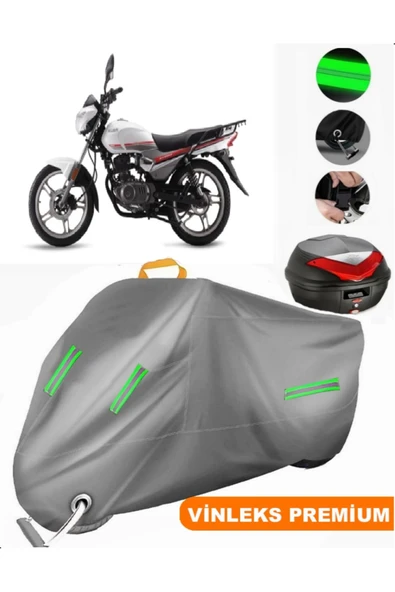 MotoEN  Vinleks Gri Kuba Strike 150 Arka Çanta Uyumlu Motosiklet Brandası (Kilit Uyumlu) ürün görseli