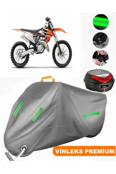 MotoEN  Vinleks Gri KTM 350 SXF Arka Çanta Uyumlu Motosiklet Brandası (Kilit Uyumlu) ürün görseli