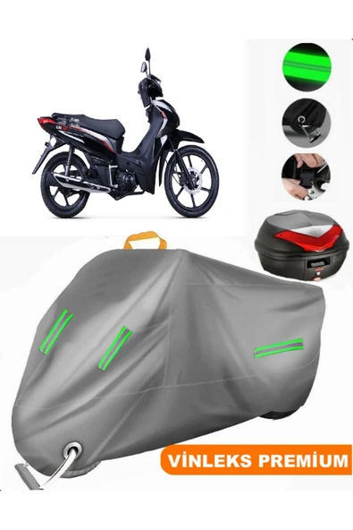 MotoEN  Vinleks Gri Kuba SJ50 Pro Arka Çanta Uyumlu Motosiklet Brandası (Kilit Uyumlu) ürün görseli