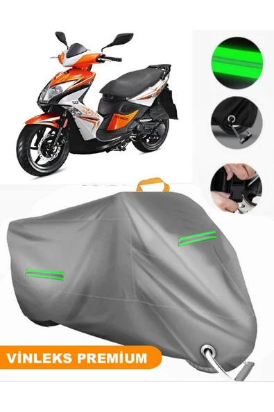 MotoEN  Vinleks Gri Kymco Super 8 125 Uyumlu Motosiklet Brandası Lüx Kalite (Kilit Uyumlu) ürün görseli