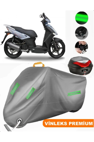 MotoEN  Vinleks Gri Kymco Agility City 200 i Arka Çanta Uyumlu Motosiklet Brandası (Kilit Uyumlu) - 1