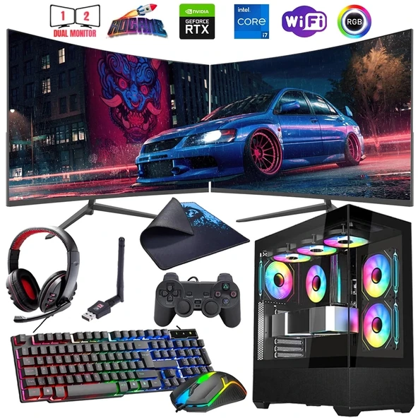 i7 14700F 16GB DDR4 1TB m2 12GB RTX3060 Çift 24" Monitörlü Oyun Bilgisayarı (Gaming SET) ürün görseli