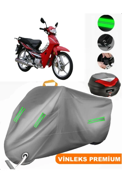 MotoEN  Vinleks Gri Lifan Tay 100 Arka Çanta Uyumlu Motosiklet Brandası (Kilit Uyumlu) ürün görseli