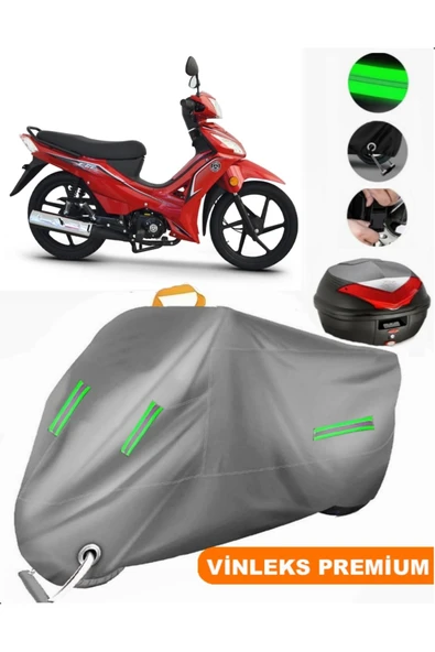 MotoEN  Vinleks Gri Kuba Ege 50 Arka Çanta Uyumlu Motosiklet Brandası (Kilit Uyumlu) ürün görseli 1